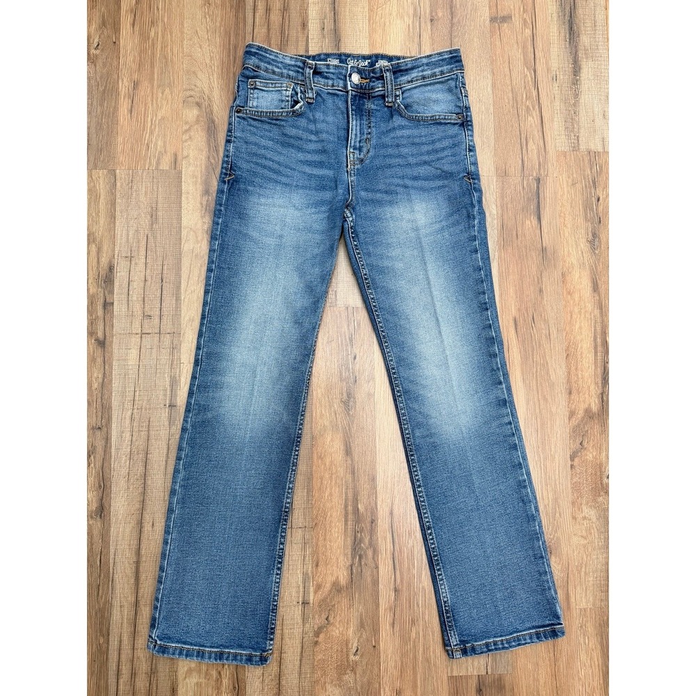 Cat & Jack Kids Straight Leg Jeans Blue Adjustable‎ Waist Size 12 Stretch